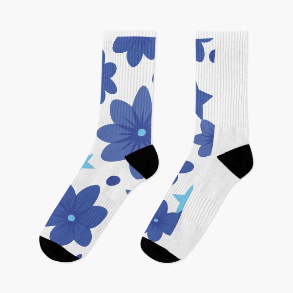 Item preview, blue flower and star floral pattern designed and sold by AdelieMart.