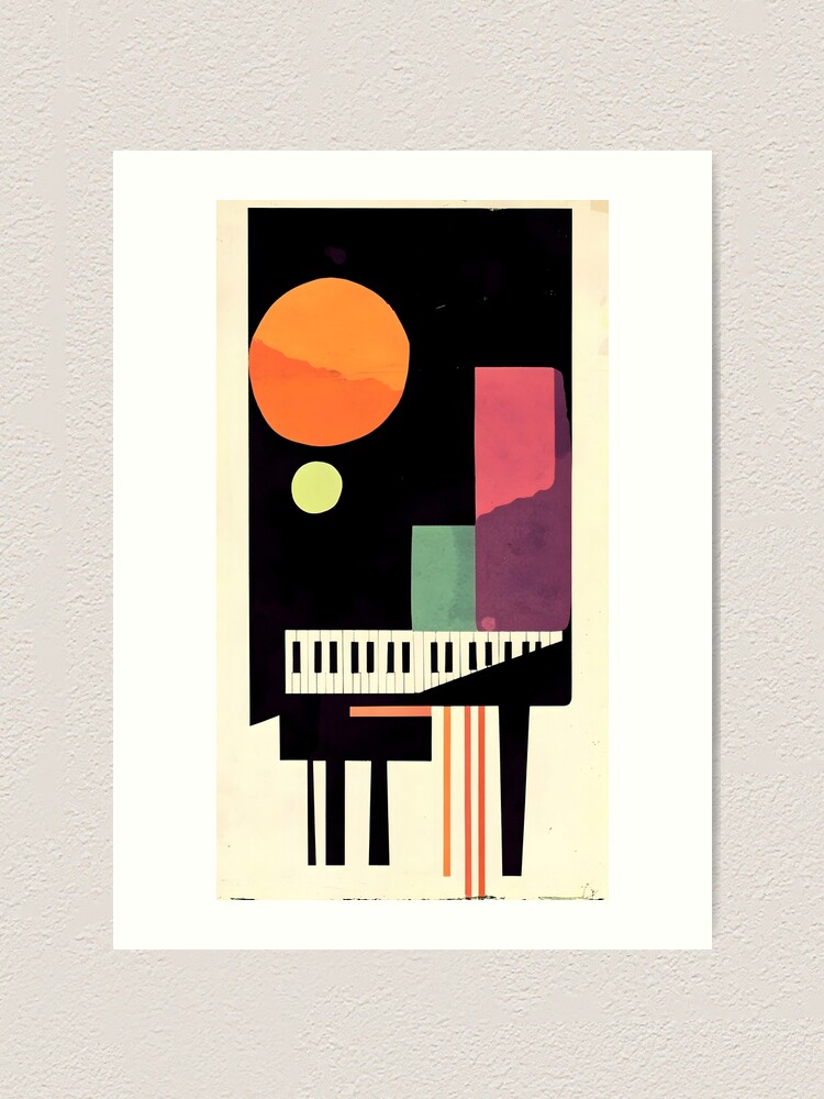 Bauhaus Piano Art - Bold Geometric Shapes and Prominent Keyboard