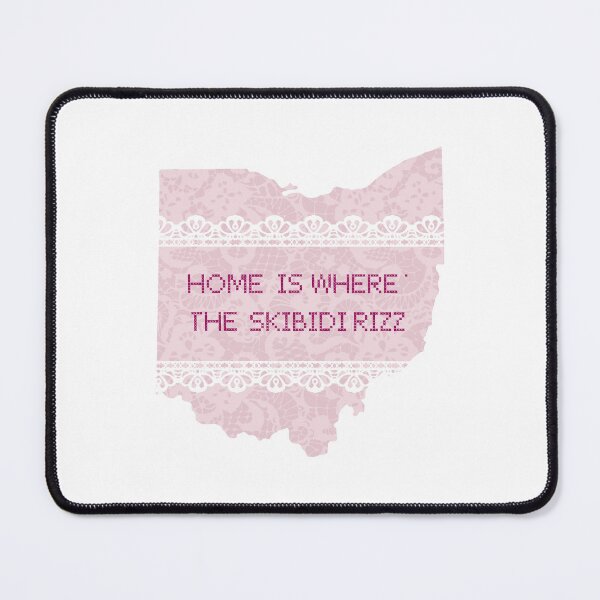 Item preview, Home is Where the Skibidi Rizz Ohio crosstitch pillow designed and sold by alisonm47.