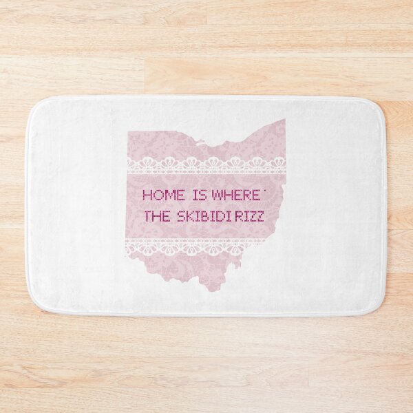 Item preview, Home is Where the Skibidi Rizz Ohio crosstitch pillow designed and sold by alisonm47.