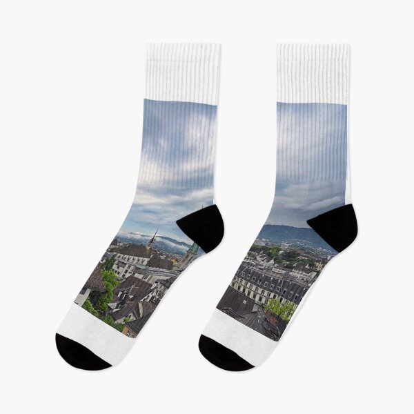 Item preview, Old town Zurich skyline, Switzerland, cloudy morning designed and sold by goceris.