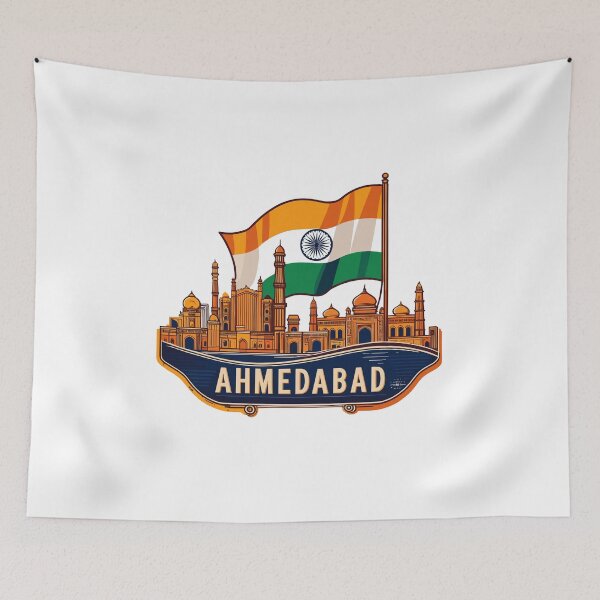 Item preview, Retro Ahmedabad Skyline City in India designed and sold by MaateoDesign.