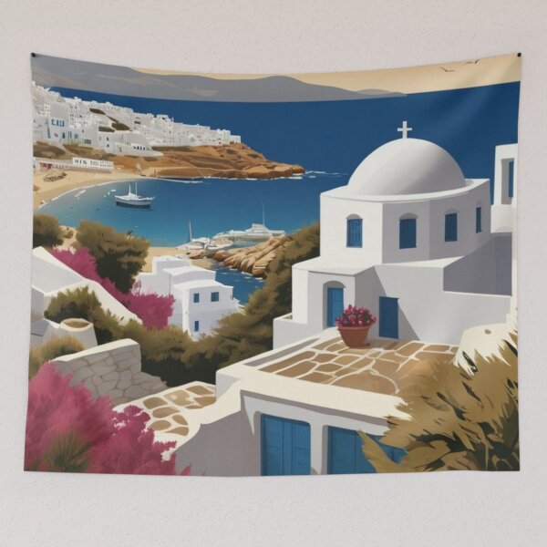 Item preview, 029 Vintage Mykonos, Greece Poster Design designed and sold by Alexis Art Collection.