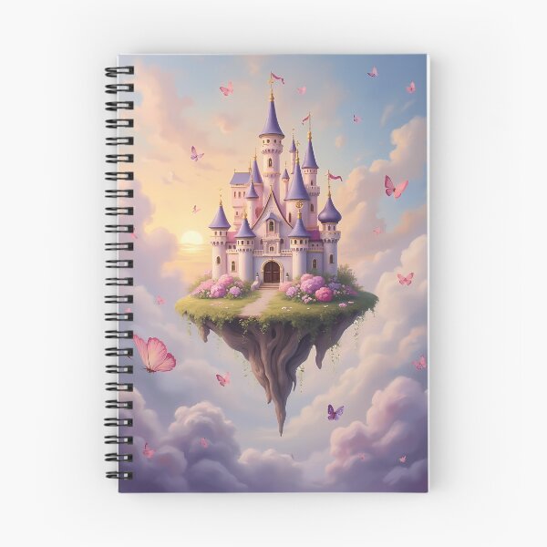 Item preview, Fairytale floating castle pastel colors oil painting  - girly dreamy sky with clouds and butterflies  fairycore  designed and sold by Fantasy Cache.