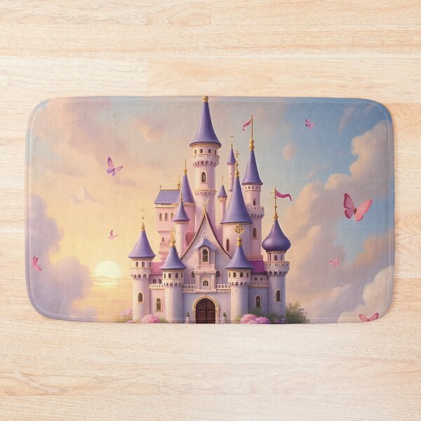 Item preview, Fairytale floating castle pastel colors oil painting  - girly dreamy sky with clouds and butterflies  fairycore  designed and sold by Fantasy Cache.