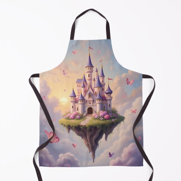 Item preview, Fairytale floating castle pastel colors oil painting - girly dreamy sky with clouds and butterflies fairycore designed and sold by Fantasy Cache.