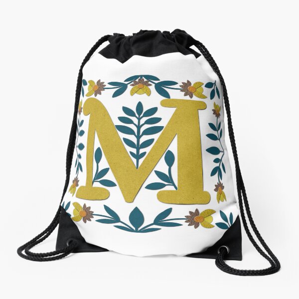 letter M collage art Drawstring Bag