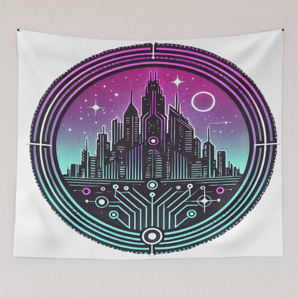 Item preview, Futuristic City under the Stars designed and sold by FAONIM.