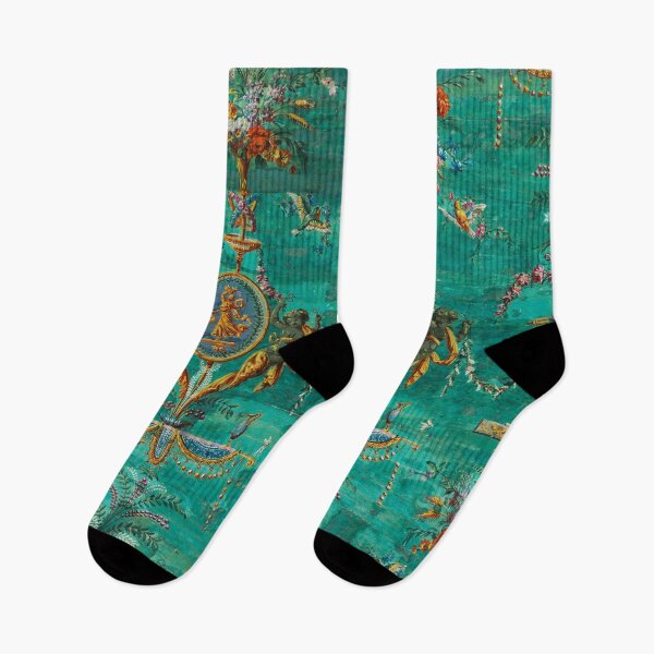 Item preview, FRENCH ROCOCO FLOWERS, BIRDS , ANGELS Aqua Blue Floral Pattern designed and sold by BulganLumini.
