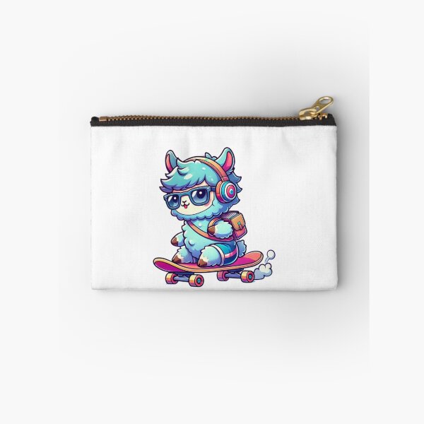 Aperçu de l'œuvre Lama Cool sur un Skateboard - Ambiance de Rentrée créée et vendue par DotLineColor.