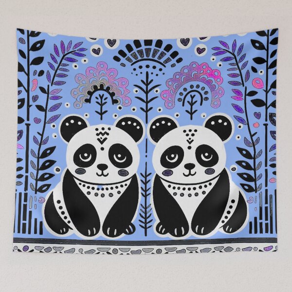 Item preview, 2 pandas with bamboo forest designed and sold by MerryCrown.