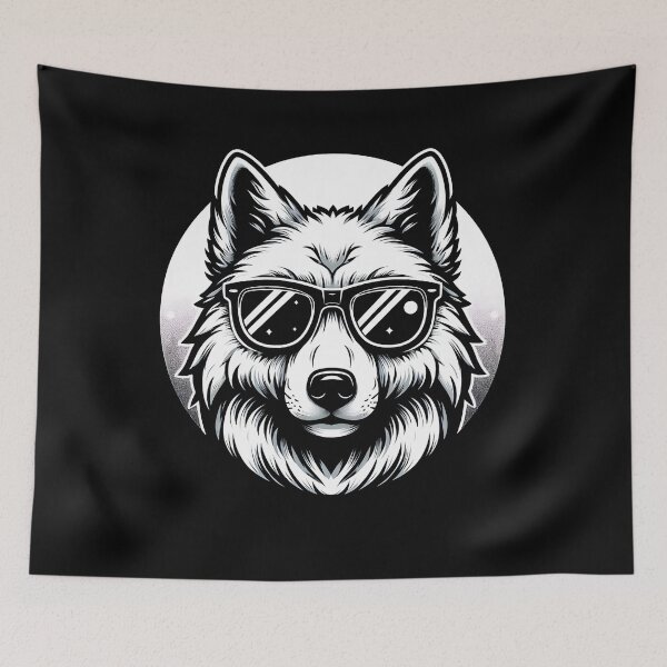 Item preview,  Cool And Stylish Wolf Wearing Sunglasses With Moon   designed and sold by Smix Pixels.