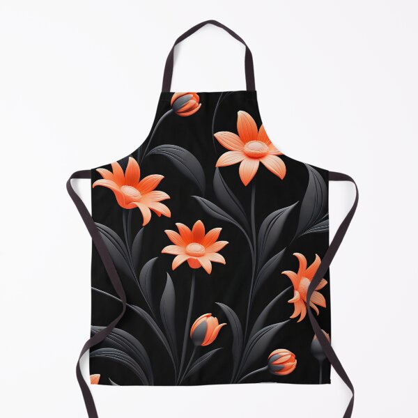 Item preview, FLORAL AND TROPICAL PATTERN O11 - Gift items and personal use / Daisy, Magnolia, Leaves, Black, Flowers, Orange, Patttern Neon, Art designed and sold by LumDesignArt.