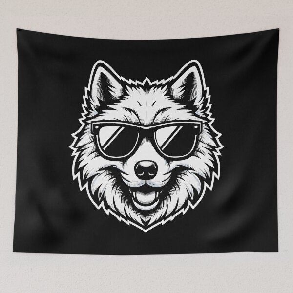 Item preview, Cool And Stylish Wolf Wearing Sunglasses With Moon   designed and sold by Smix Pixels.