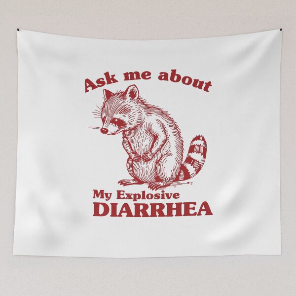 Item preview, Ask Me About My Explosive Diarrhea Funny Racoon Retro Vintage Humor Sarcastic designed and sold by ivotee.