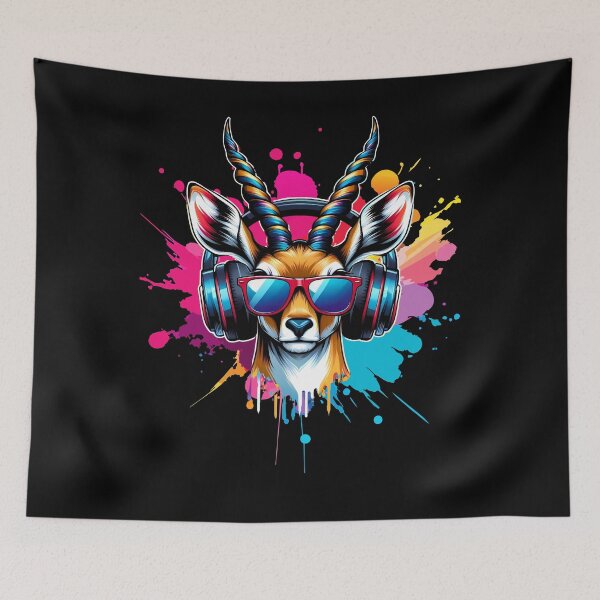 Item preview, Cool And Stylish DJ Antelope Wearing Sunglasses With Colorful Splash   designed and sold by Smix Pixels.