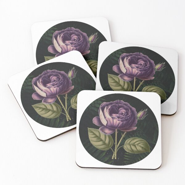 Artikelvorschau, Lila Rose Blume und Farn Dark Botanical entworfen und verkauft von WildWoodlandWitch.