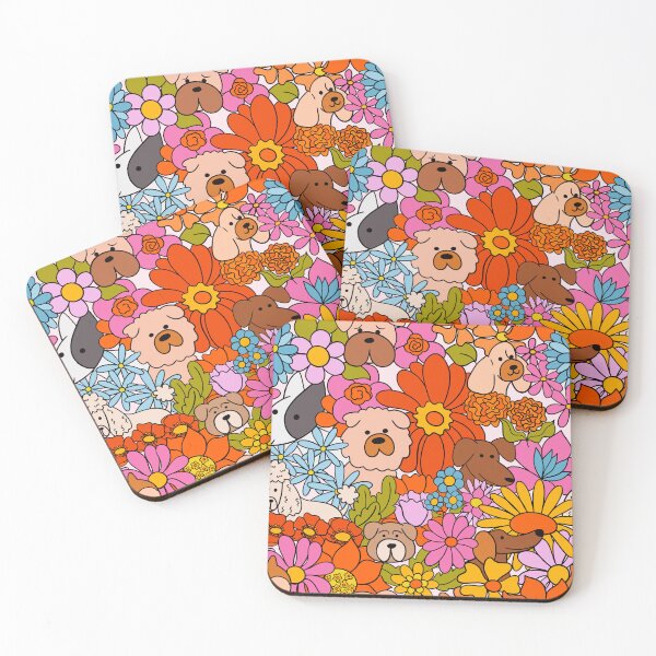 Item preview, Cute dogs hiding in flowers retro style designed and sold by Kimmygowland.