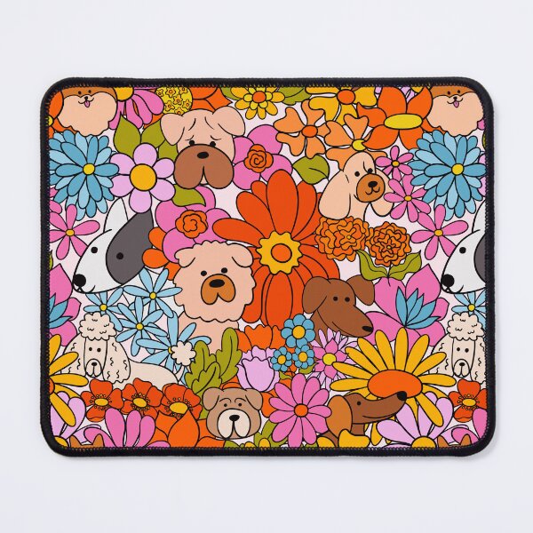 Item preview, Cute dogs hiding in flowers retro style designed and sold by Kimmygowland.