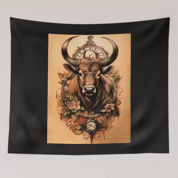 Item preview, ZODIAC SIGN TAURUS - Gift items and personal use / Animals, Horoscope, Astrology, Bull, Illustration, Art designed and sold by LumDesignArt.