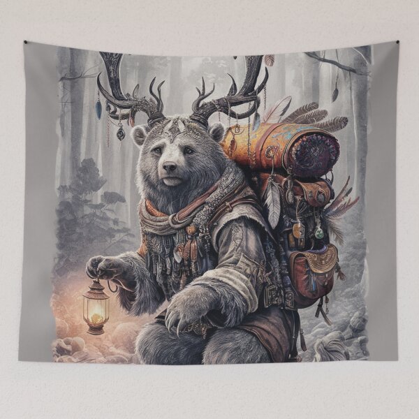 Item preview, A stunning watercolor illustration captures a mystical creature in a forest setting, portrayed in a poignant and evocative pencil sketch designed and sold by 123ks.