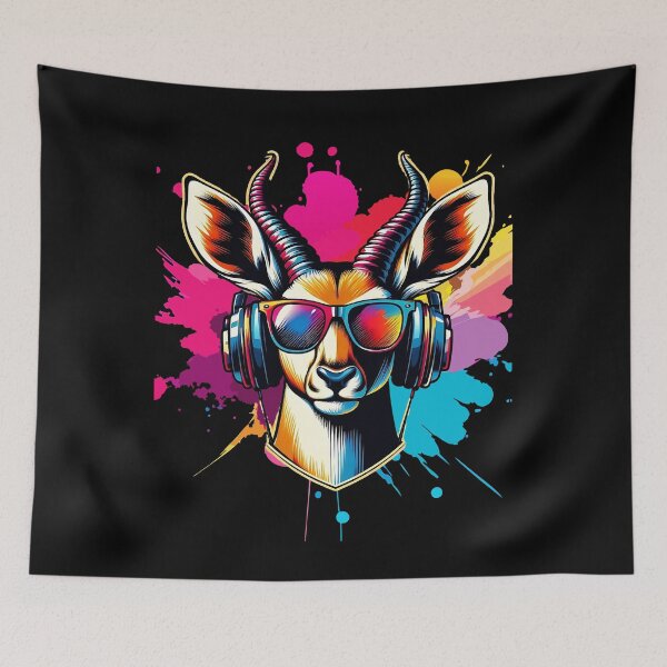 Item preview, Cool And Stylish DJ Antelope Wearing Sunglasses With Colorful Splash   designed and sold by Smix Pixels.