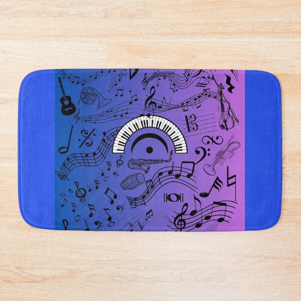 Item preview, Musical Instruments Notation Symbols On Blue & Purple Gradient designed and sold by BrightrDayMusicArt.