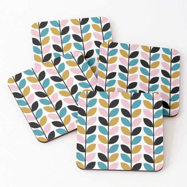 Item preview, Retro mid-century modern leaves pattern cosy colors  designed and sold by Dana Du.
