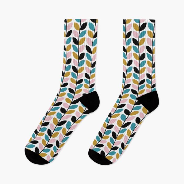 Item preview, Retro mid-century modern leaves pattern cosy colors  designed and sold by Dana Du.