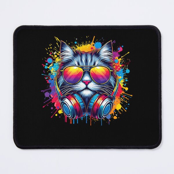 Item preview, Cool And Stylish DJ Cat Wearing Sunglasses With Colorful Splash designed and sold by Smix Pixels.