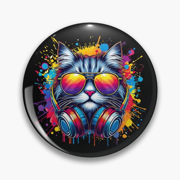 Item preview, Cool And Stylish DJ Cat Wearing Sunglasses With Colorful Splash   designed and sold by Smix Pixels.