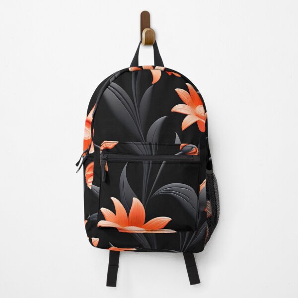 Item preview, FLORAL AND TROPICAL PATTERN O11 - Gift items and personal use / Daisy, Magnolia, Leaves, Black, Flowers, Orange, Patttern Neon, Art designed and sold by LumDesignArt.