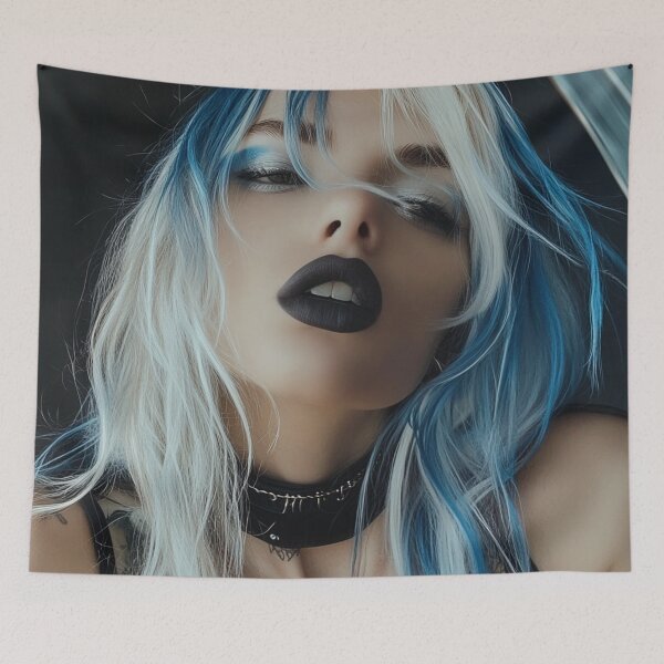 Item preview, blue punk girl designed and sold by CursedbyLilith.