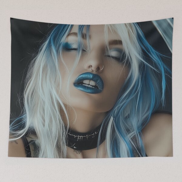 Item preview, blue punk girl designed and sold by CursedbyLilith.