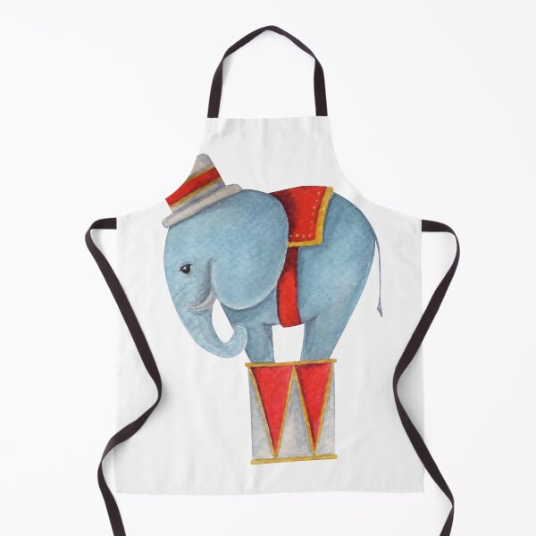 Item preview, Watercolor illustration with big blue elephant in a hat on a drum designed and sold by TanyaKremen.