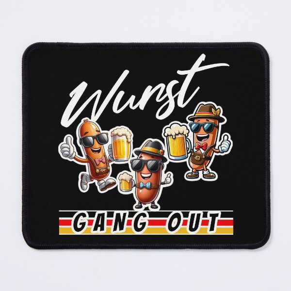 Item preview, WURST GANG OUT - FUNNY HAPPY SAUSAGES DRINKNG BEER designed and sold by justyna-s28.