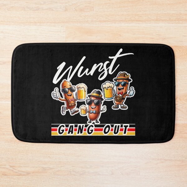 Item preview, WURST GANG OUT - FUNNY HAPPY SAUSAGES DRINKNG BEER designed and sold by justyna-s28.