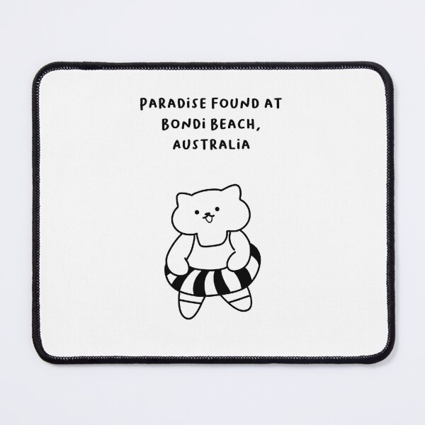 Item preview, Bondi Beach, Australia | Line-drawn Cat in a Float Ring | Handwritten-style Font designed and sold by RM-Journey.