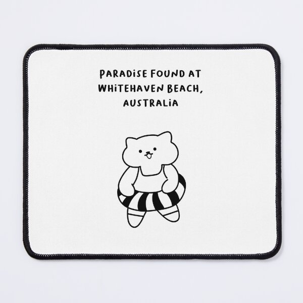 Item preview, Whitehaven Beach, Australia | Line-drawn Cat in a Float Ring | Handwritten-style Font designed and sold by RM-Journey.