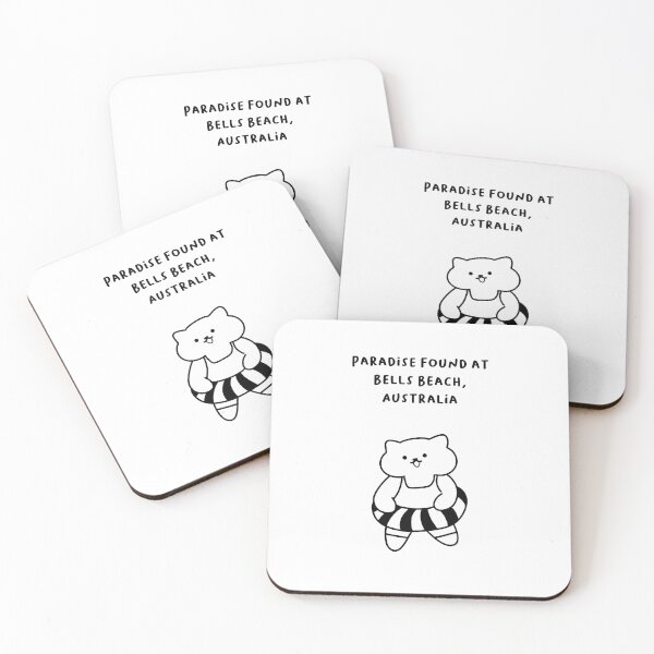 Item preview, Bells Beach, Australia | Line-drawn Cat in a Float Ring | Handwritten-style Font designed and sold by RM-Journey.