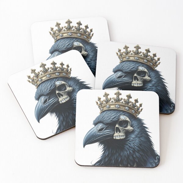 Item preview, Black crow with skull face and Crown | quirky design designed and sold by TaliaShin.