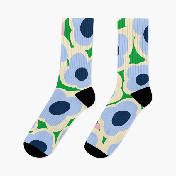 Item preview, Iconic Retro Scandinavian Spring Flowers in Blue and Green designed and sold by Deutschic.