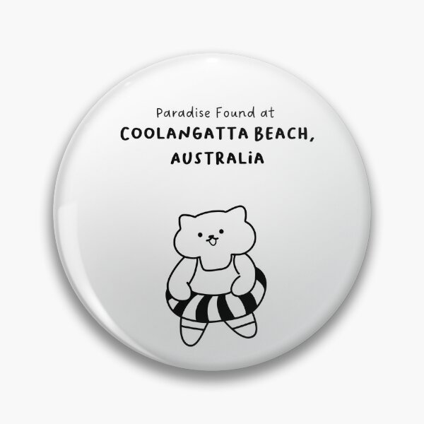Item preview, Coolangatta Beach, Australia | Line-drawn Cat in a Float Ring | Handwritten-style Font designed and sold by RM-Journey.