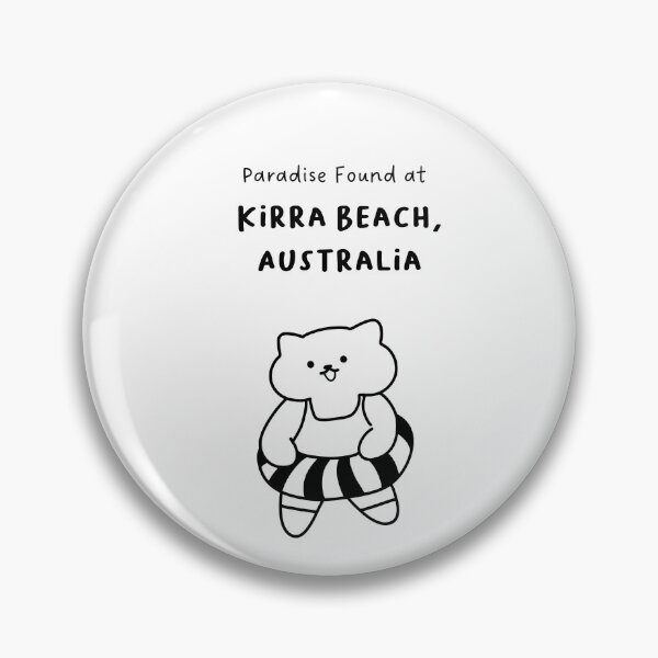 Item preview, Kirra Beach, Australia | Line-drawn Cat in a Float Ring | Handwritten-style Font designed and sold by RM-Journey.