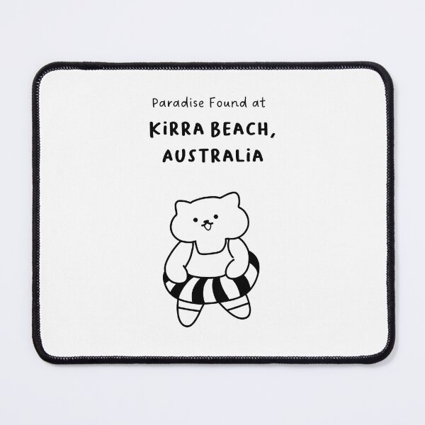 Item preview, Kirra Beach, Australia | Line-drawn Cat in a Float Ring | Handwritten-style Font designed and sold by RM-Journey.