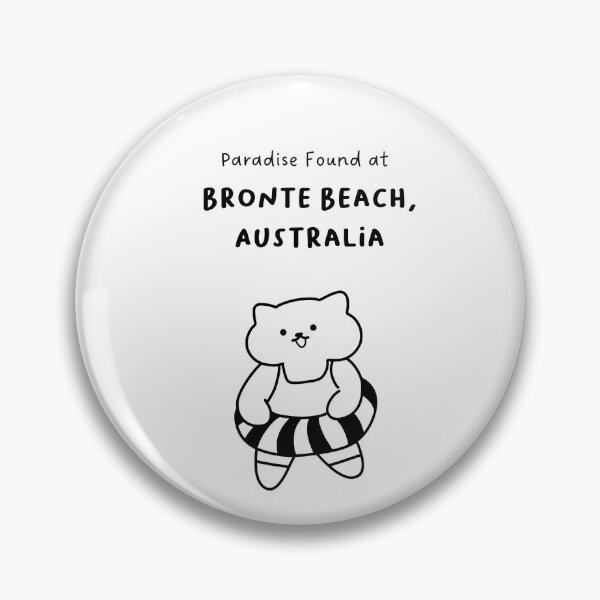Item preview, Bronte Beach, Australia | Line-drawn Cat in a Float Ring | Handwritten-style Font designed and sold by RM-Journey.