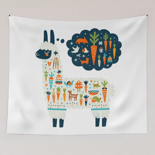 Item preview, Scandinavian Folk art - Llama drama daydream by heidiannemorris designed and sold by FOLK ART FUSION by heidiannemorris.