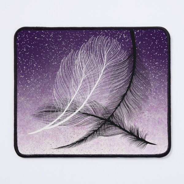 Item preview, Black, White Feathers on a Gradient Purple Background designed and sold by WhiteSoftPetals.