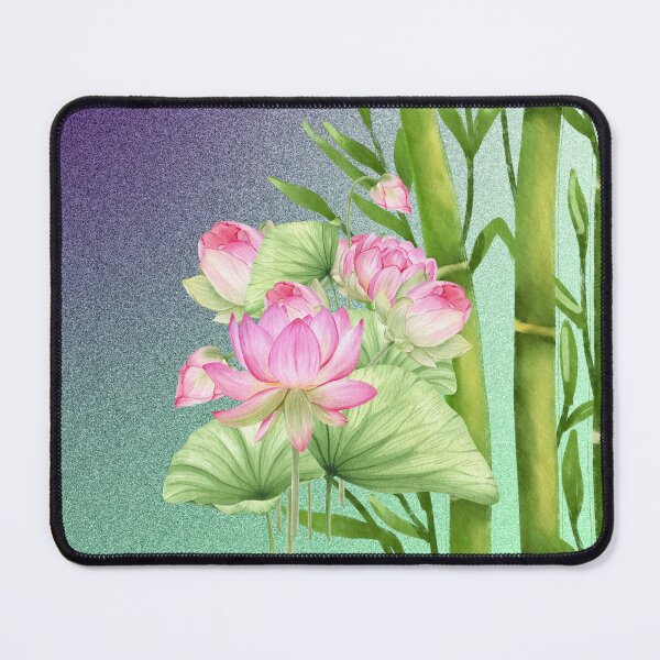 Item preview, Pink Lotus, Bamboo and Gradient Background designed and sold by WhiteSoftPetals.