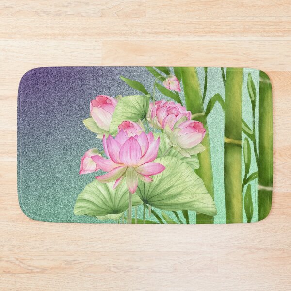 Item preview, Pink Lotus, Bamboo and Gradient Background designed and sold by WhiteSoftPetals.